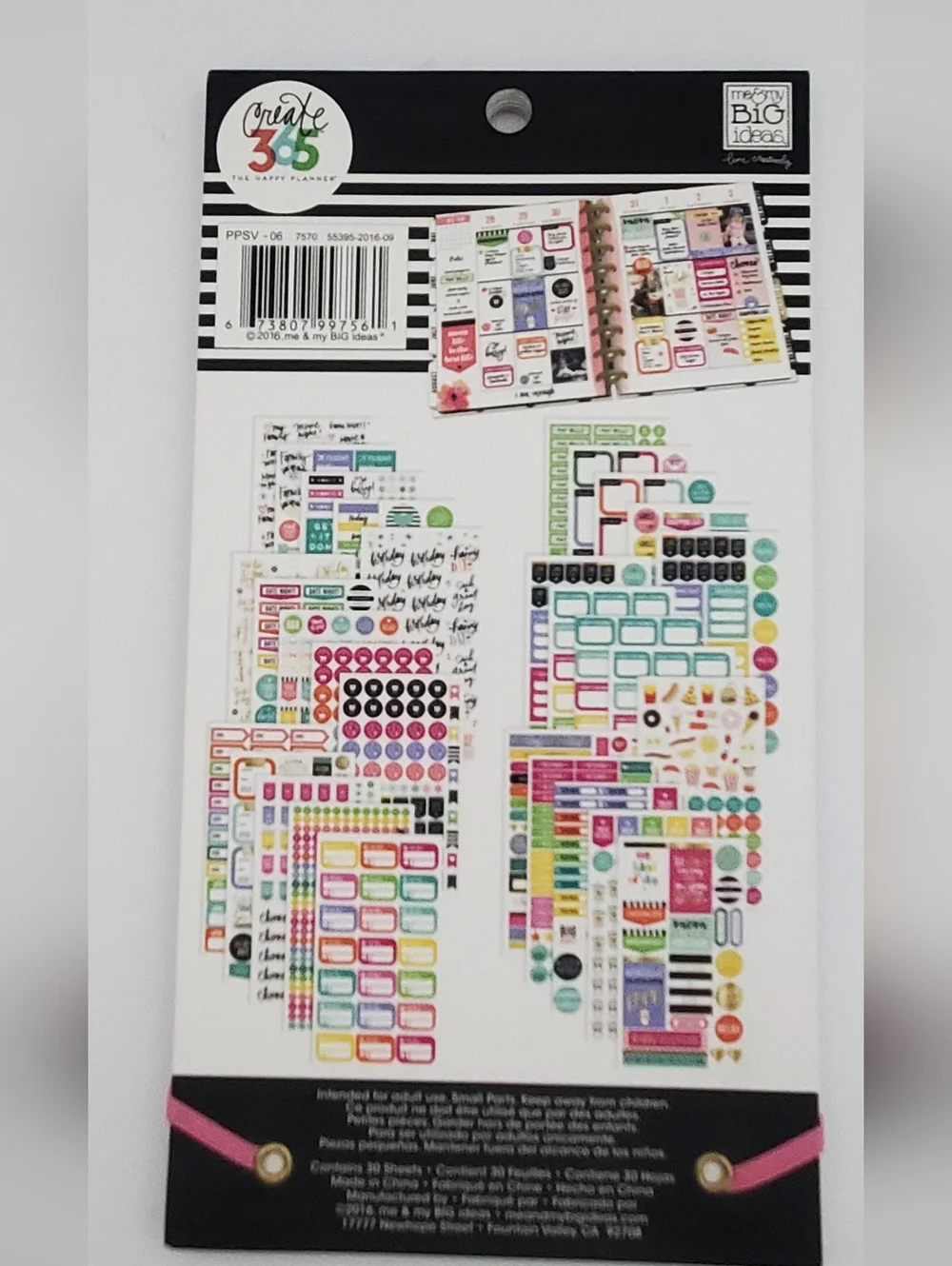 The Happy Planner Sticker Packs - Green & Pink Accents